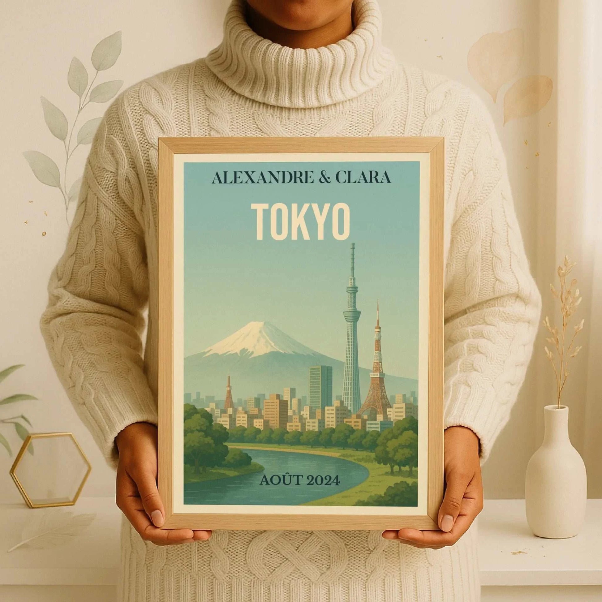 Affiche Tokyo vintage – Mont Fuji & skyline – déco murale personnalisa Affiche Tokyo vintage Plume Revedor