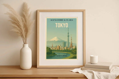 Affiche Tokyo vintage – Mont Fuji & skyline – déco murale personnalisa Affiche Tokyo vintage Plume Revedor