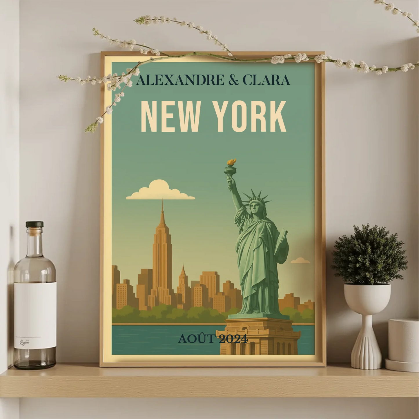 Illustration murale New York ambiance pastel et décor urbain iconique