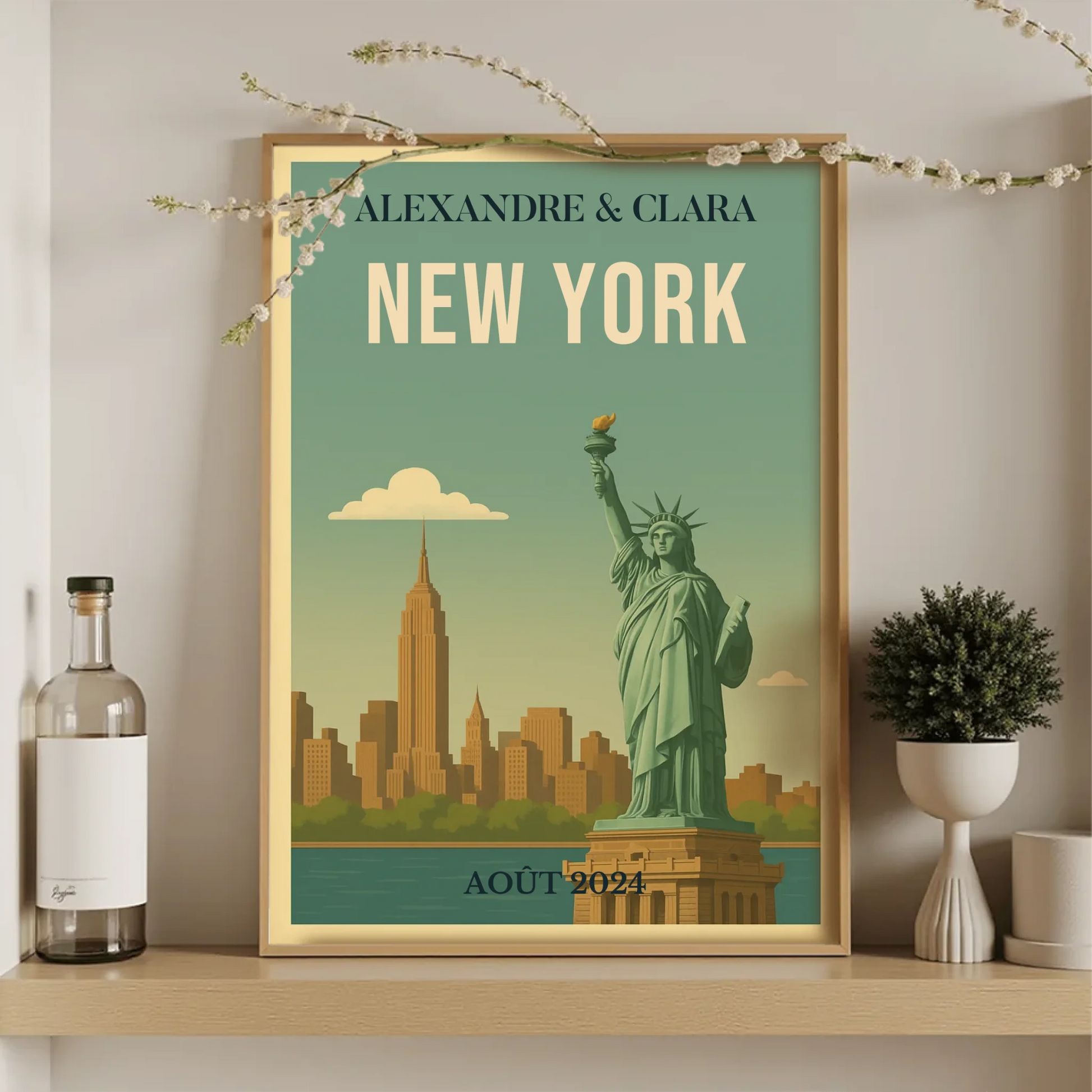 Illustration murale New York ambiance pastel et décor urbain iconique