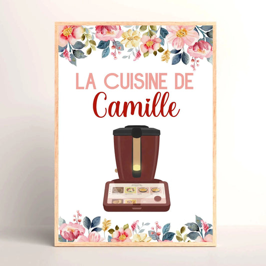 Affiche Cuisine personnalisée avec prénom - Robot de cuisine illustrat affiche cuisine Plume Revedor