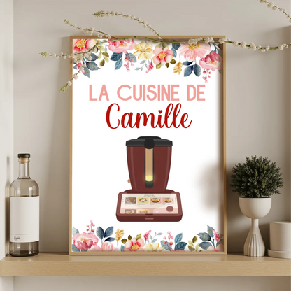 Affiche Cuisine personnalisée avec prénom - Robot de cuisine illustrat affiche cuisine Plume Revedor