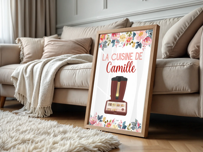 Affiche Cuisine personnalisée avec prénom - Robot de cuisine illustrat affiche cuisine Plume Revedor