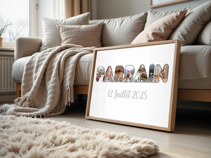 Poster baptême parrain - Design élégant avec prénoms personnalisés