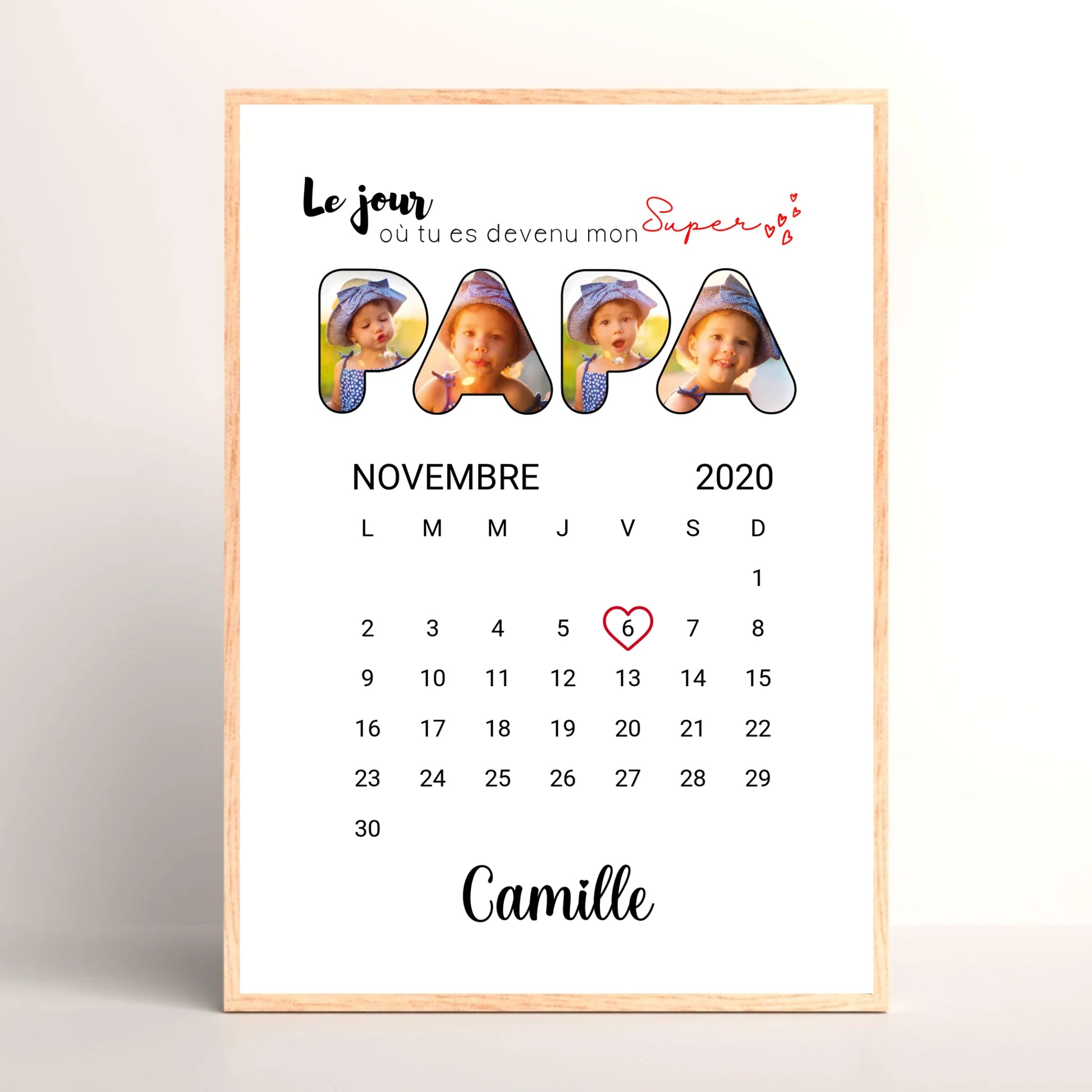 Cadre personnalisé Lettres Papa Calendrier