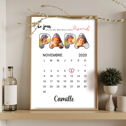 Affiche personnalisée Lettres Papa Photos Calendrier affiche papa personnalisée Plume Revedor
