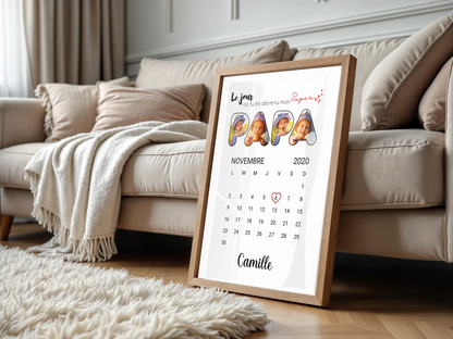 Affiche personnalisée Lettres Papa Photos Calendrier affiche papa personnalisée Plume Revedor