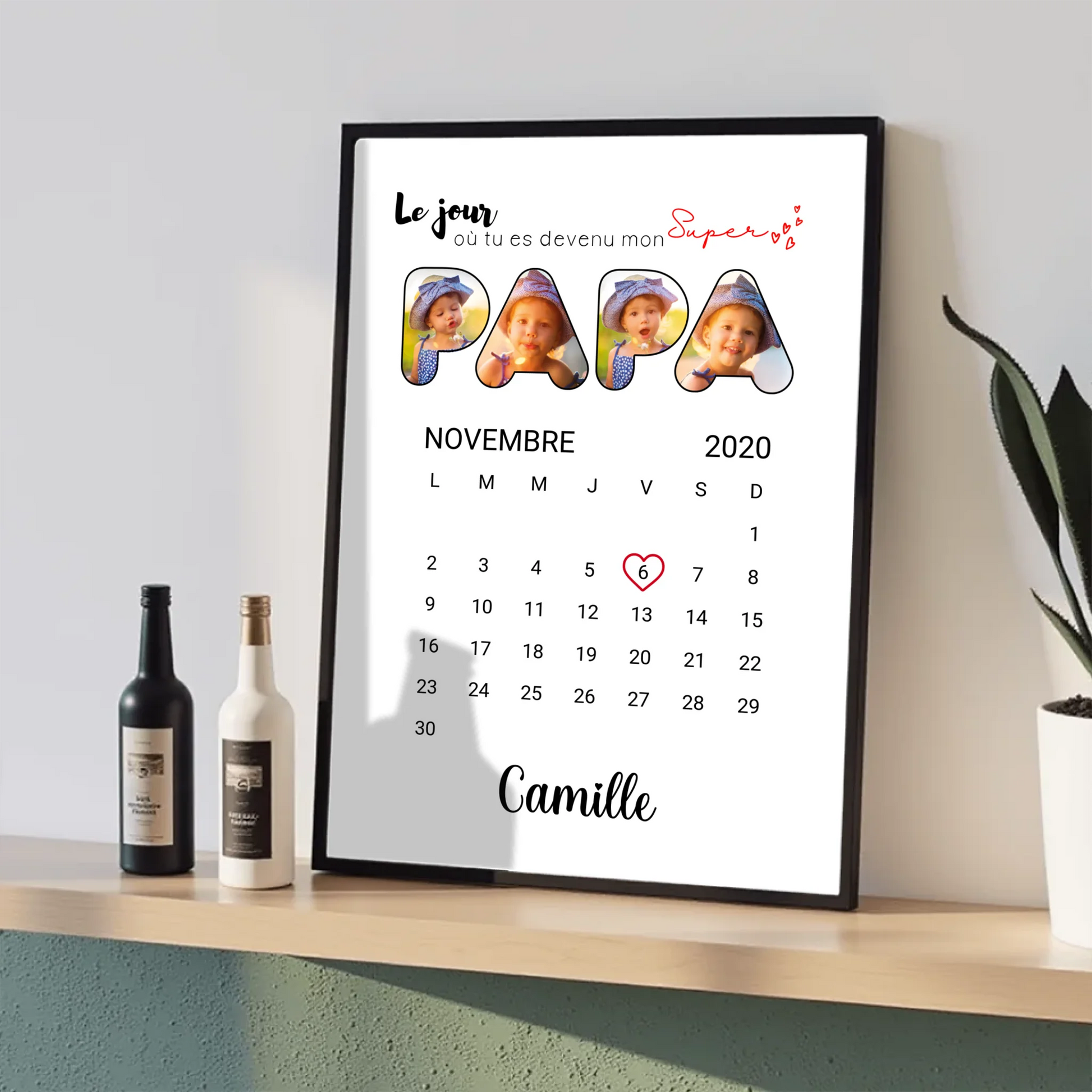 Affiche personnalisée Lettres Papa Photos Calendrier affiche papa personnalisée Plume Revedor
