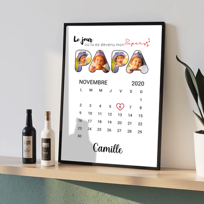 Affiche personnalisée Lettres Papa Photos Calendrier affiche papa personnalisée Plume Revedor