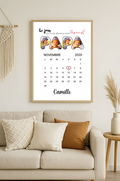 Affiche personnalisée Lettres Papa Photos Calendrier affiche papa personnalisée Plume Revedor