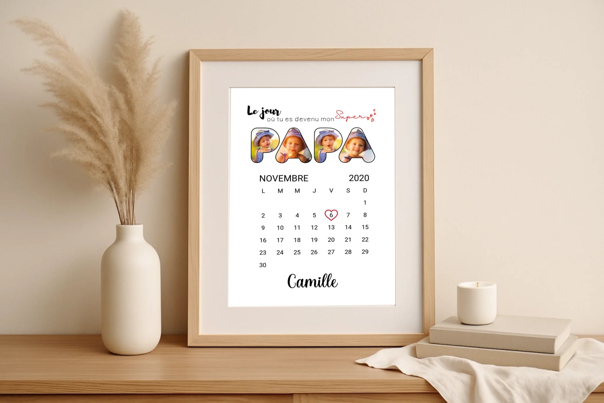 Affiche personnalisée Lettres Papa Photos Calendrier affiche papa personnalisée Plume Revedor