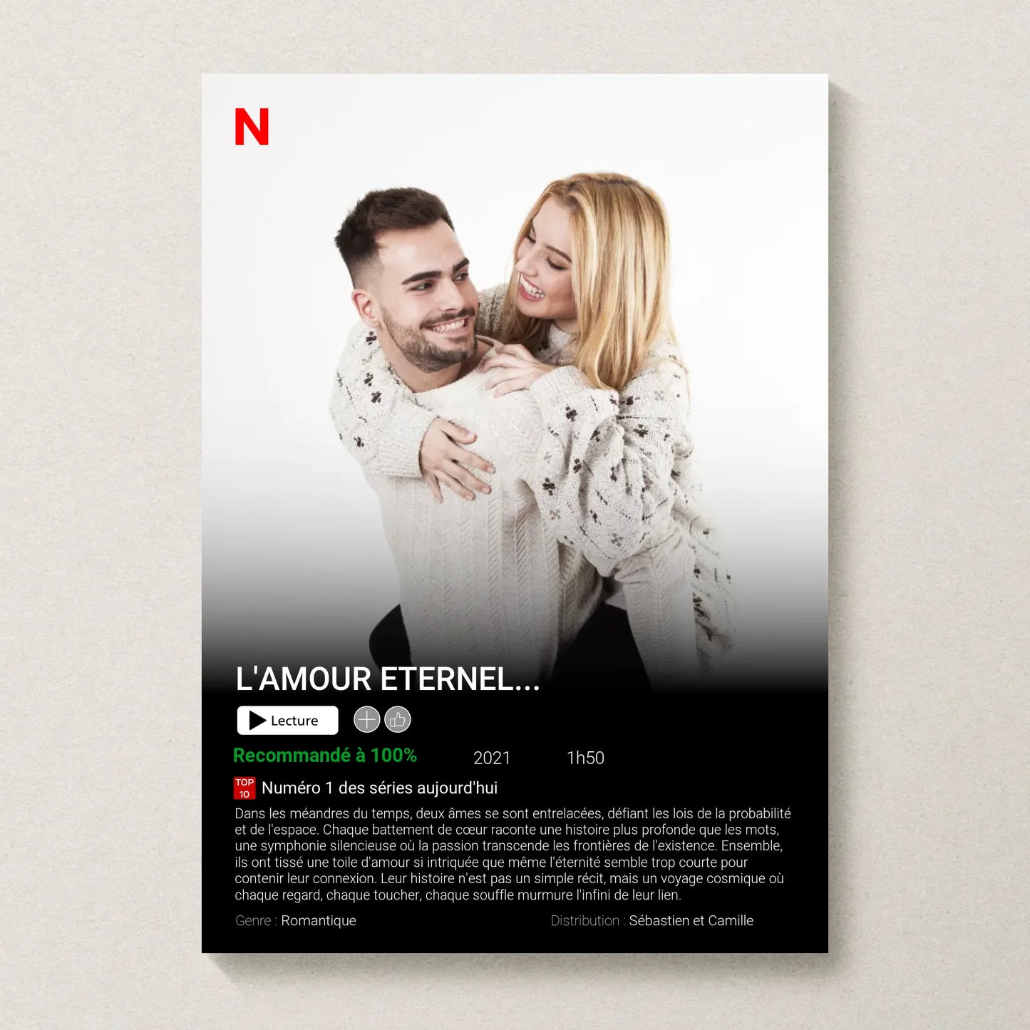 Affiche Personnalisée Netflix - Couple - Saint Valentin Affiche Personnalisée Netflix Plume Revedor