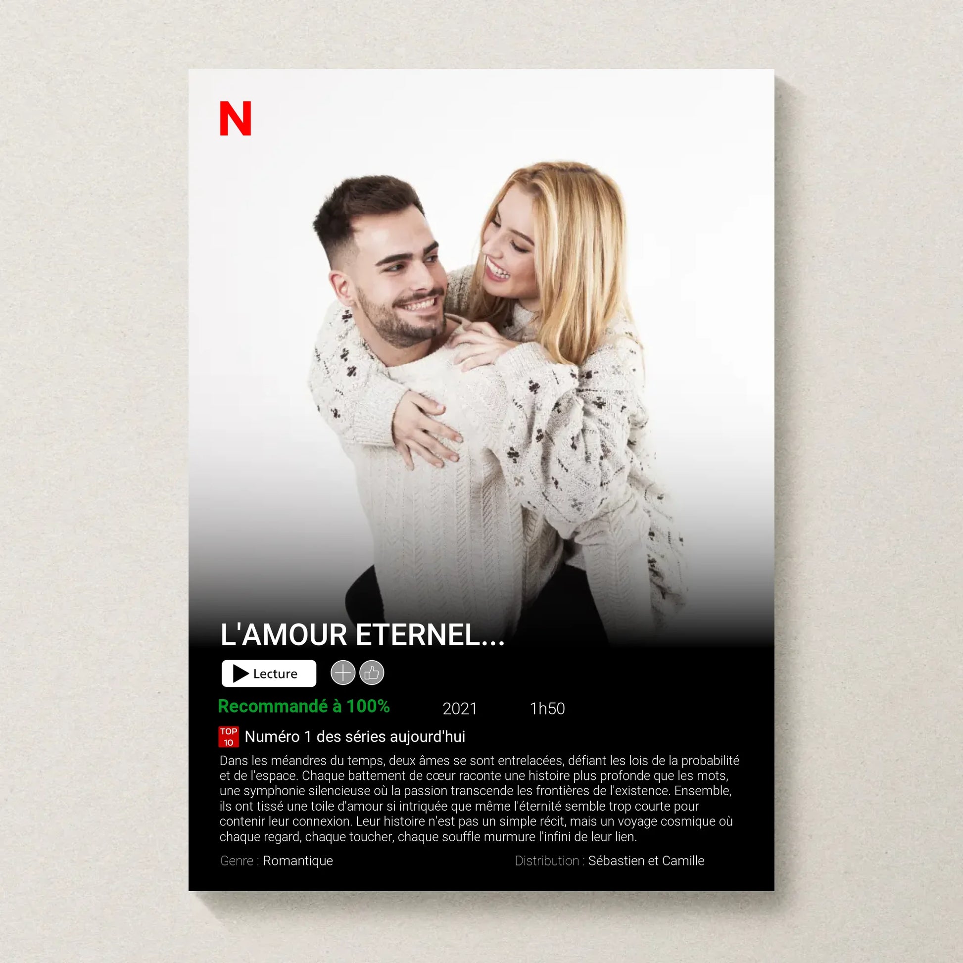 Affiche Personnalisée Netflix - Couple - Saint Valentin Affiche Personnalisée Netflix Plume Revedor
