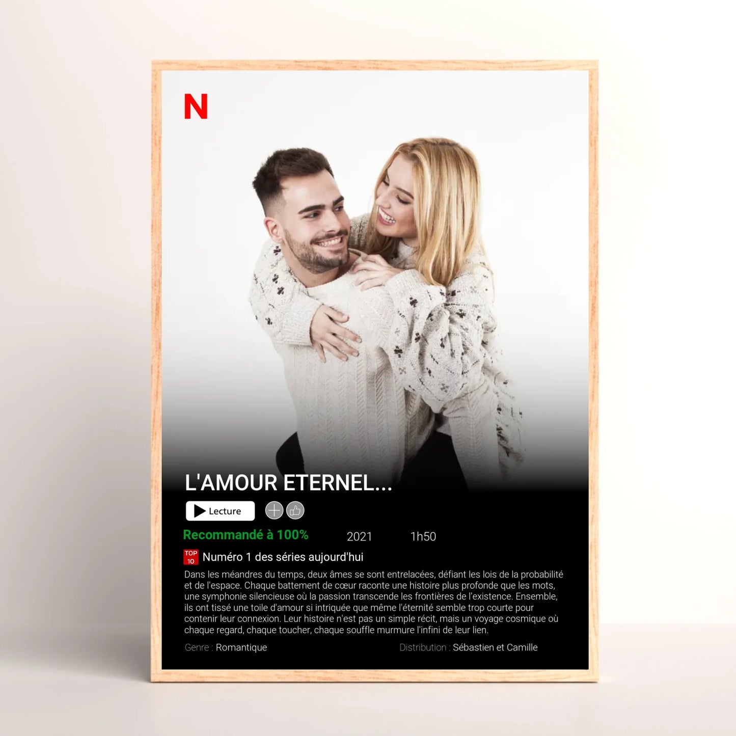 Affiche Personnalisée Netflix - Couple - Saint Valentin Affiche Personnalisée Netflix Plume Revedor