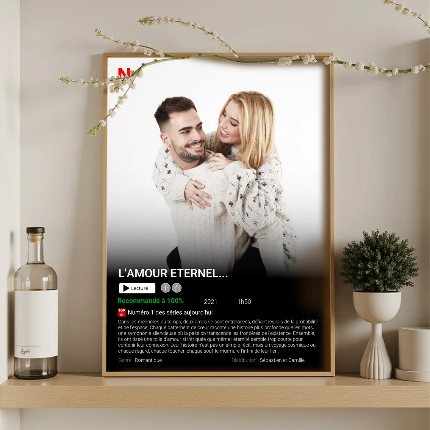 Affiche Personnalisée Netflix - Couple - Saint Valentin Affiche Personnalisée Netflix Plume Revedor