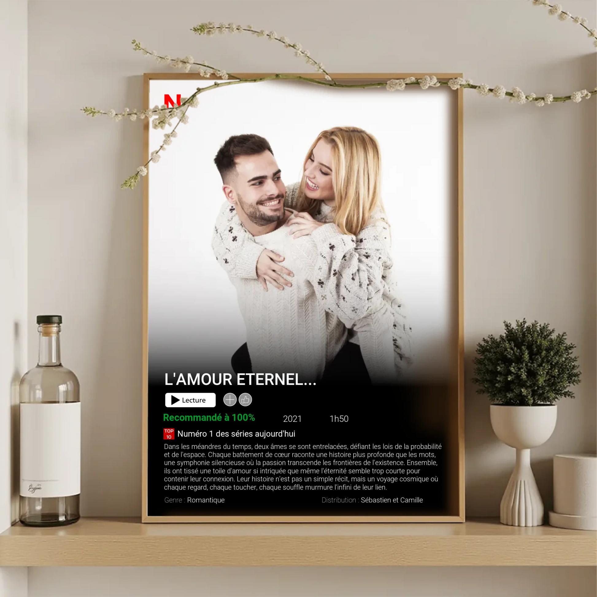 Affiche Personnalisée Netflix - Couple - Saint Valentin Affiche Personnalisée Netflix Plume Revedor