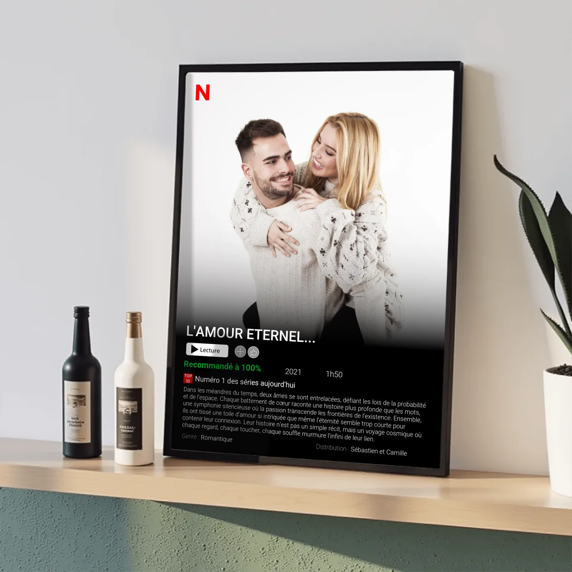 Affiche Personnalisée Netflix - Couple - Saint Valentin Affiche Personnalisée Netflix Plume Revedor