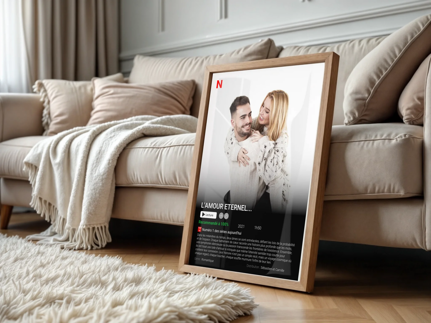 Affiche Personnalisée Netflix - Couple - Saint Valentin Affiche Personnalisée Netflix Plume Revedor