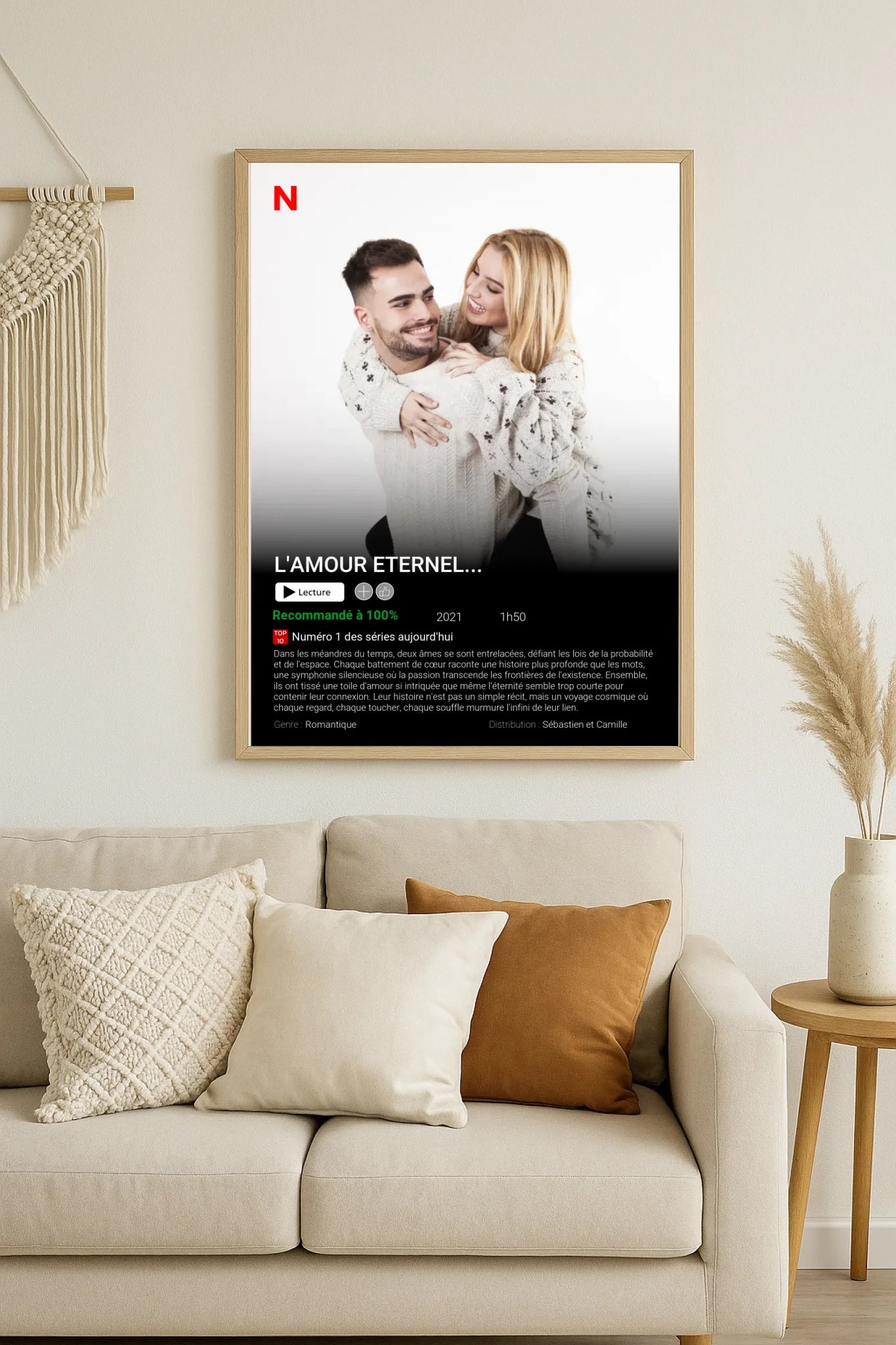 Affiche Personnalisée Netflix - Couple - Saint Valentin Affiche Personnalisée Netflix Plume Revedor