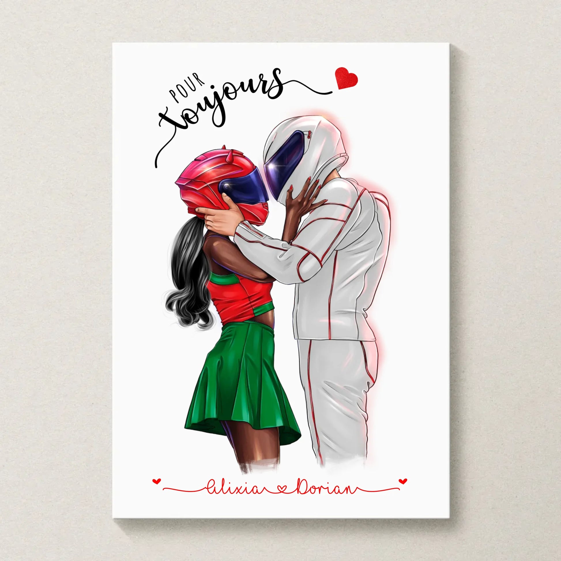 Affiche Personnalisée Couple de Motards Affiche Personnalisée motards Plume Revedor