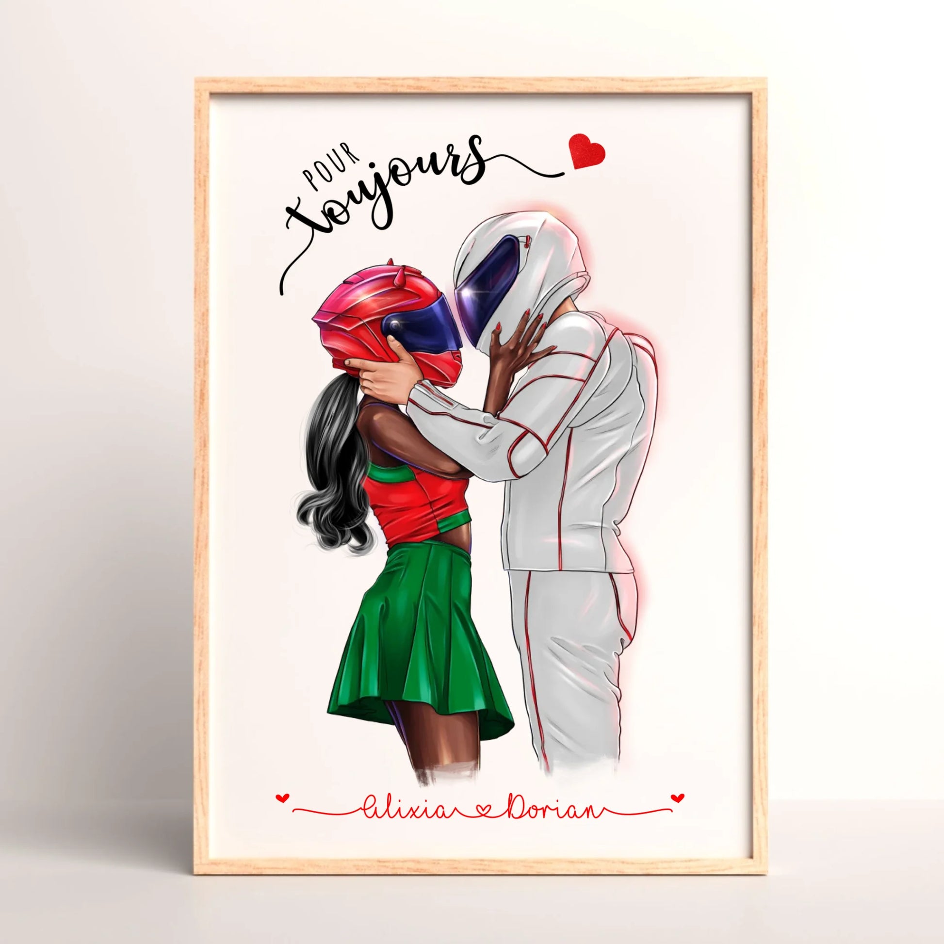 Affiche Personnalisée Couple de Motards Affiche Personnalisée motards Plume Revedor