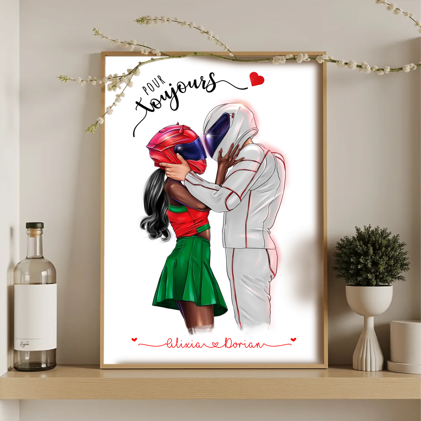 Affiche Personnalisée Couple de Motards Affiche Personnalisée motards Plume Revedor