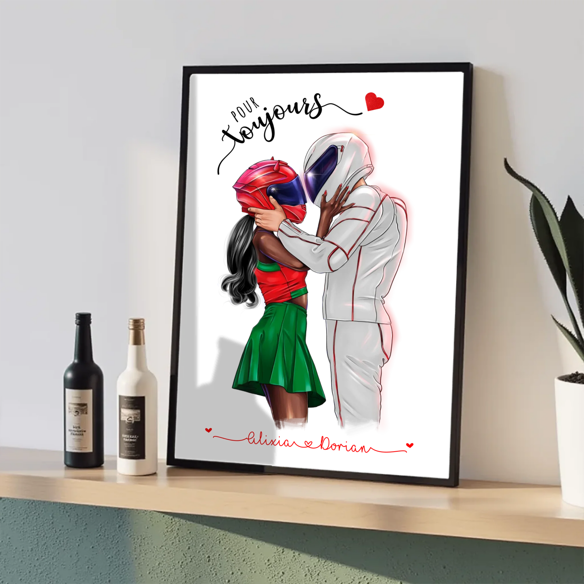 Affiche Personnalisée Couple de Motards Affiche Personnalisée motards Plume Revedor