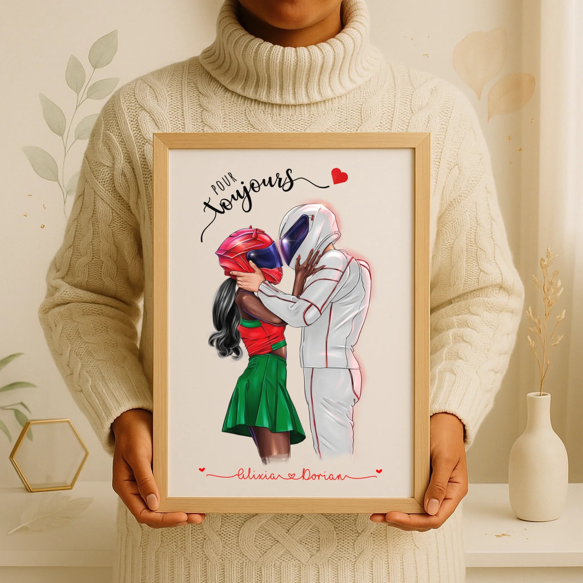 Affiche Personnalisée Couple de Motards Affiche Personnalisée motards Plume Revedor