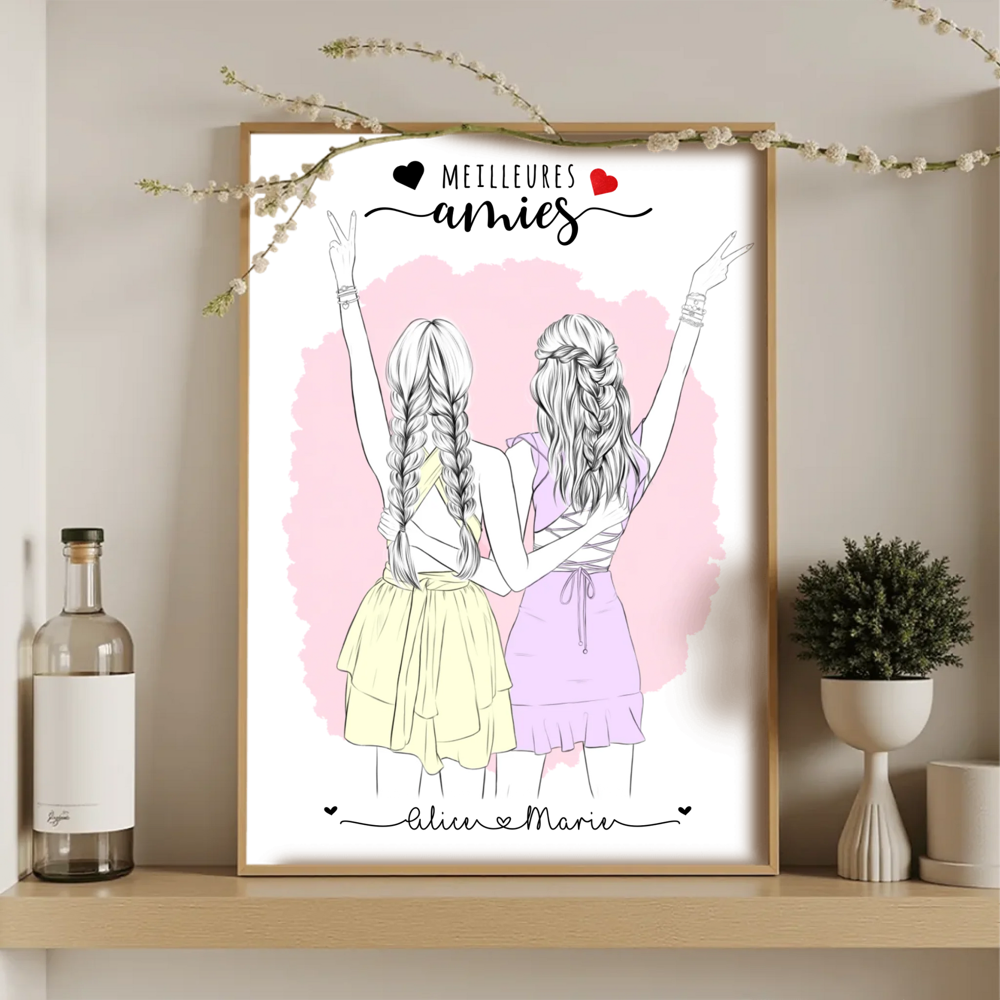 Affiche personnalisée Meilleures Amies Contour Affiche personnalisée Meilleures Amies Plume Revedor
