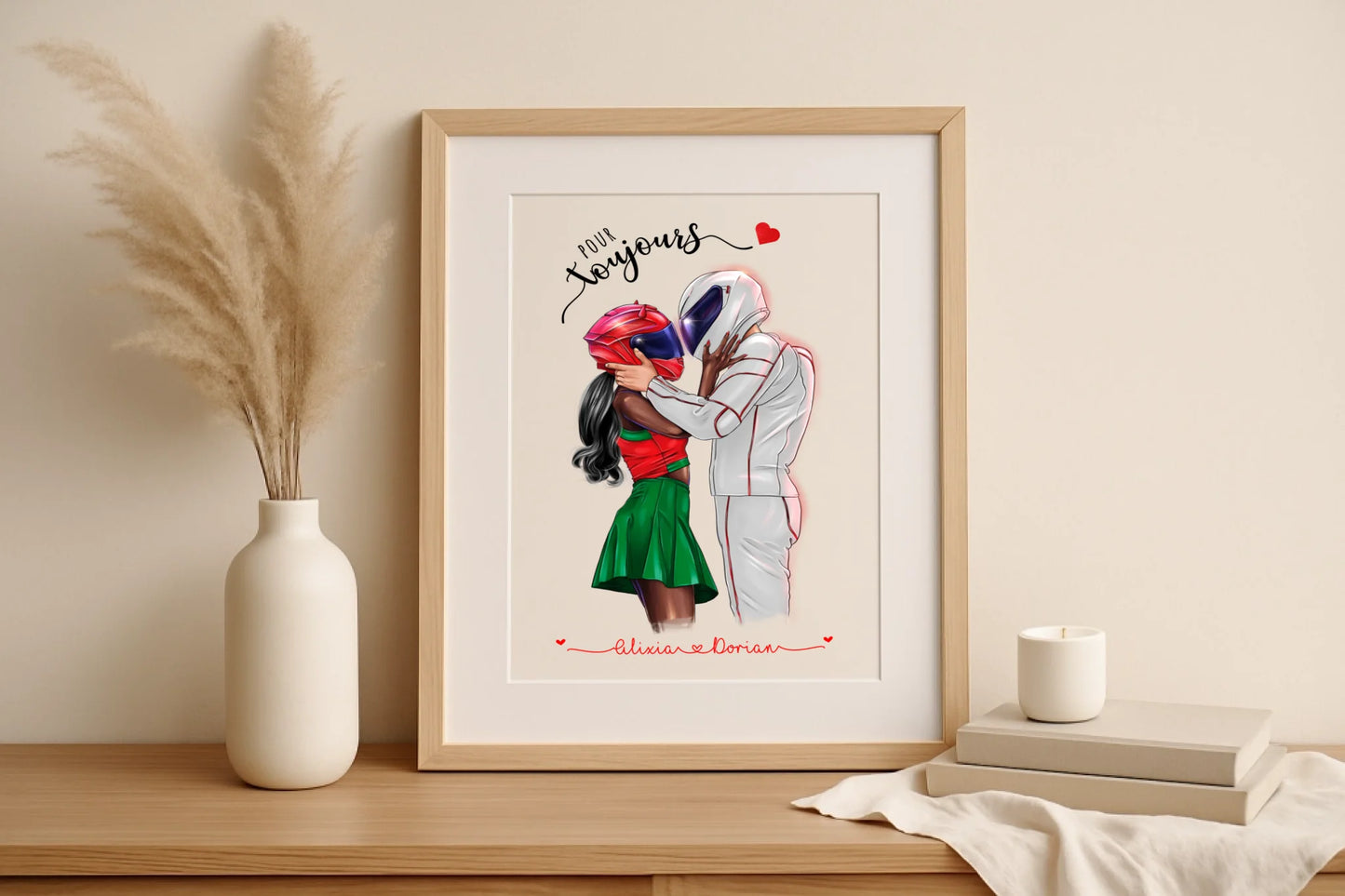 Affiche Personnalisée Couple de Motards Affiche Personnalisée motards Plume Revedor