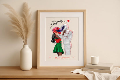 Affiche Personnalisée Couple de Motards Affiche Personnalisée motards Plume Revedor