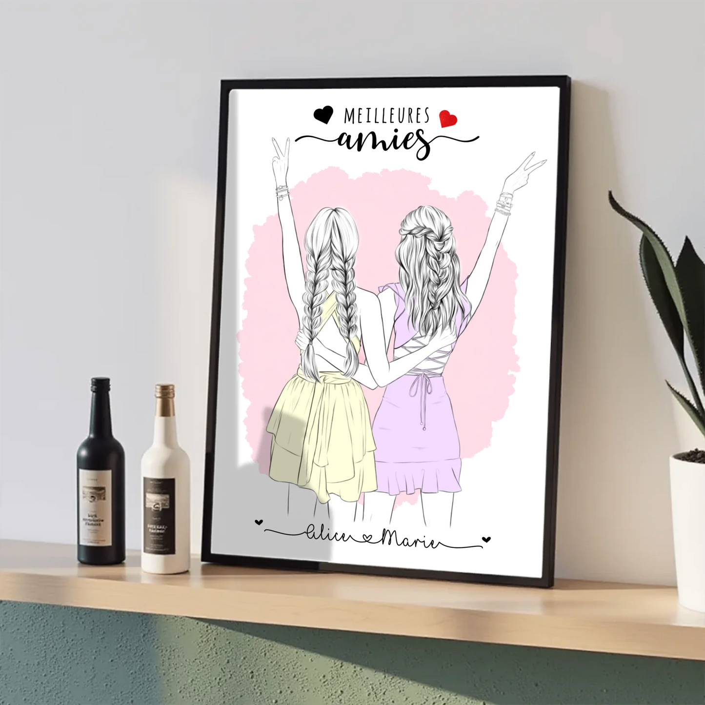 Affiche personnalisée Meilleures Amies Contour Affiche personnalisée Meilleures Amies Plume Revedor