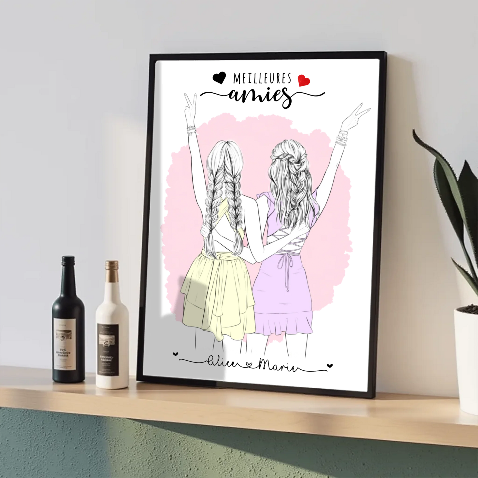 Affiche personnalisée Meilleures Amies Contour Affiche personnalisée Meilleures Amies Plume Revedor