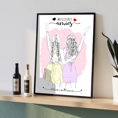 Affiche personnalisée Meilleures Amies Contour Affiche personnalisée Meilleures Amies Plume Revedor