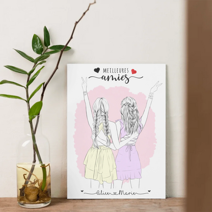 Affiche personnalisée Meilleures Amies Contour Affiche personnalisée Meilleures Amies Plume Revedor