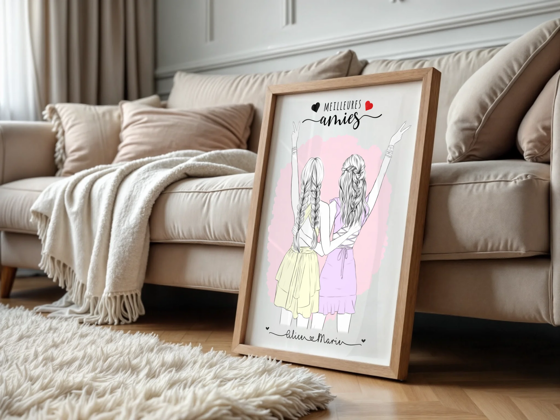 Affiche personnalisée Meilleures Amies Contour Affiche personnalisée Meilleures Amies Plume Revedor