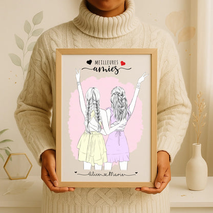 Affiche personnalisée Meilleures Amies Contour Affiche personnalisée Meilleures Amies Plume Revedor