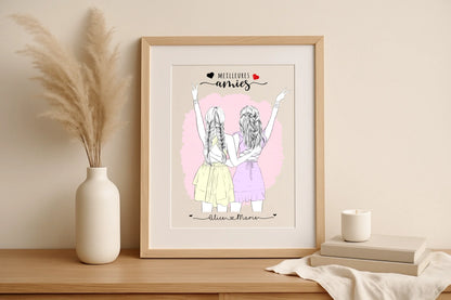 Affiche personnalisée Meilleures Amies Contour Affiche personnalisée Meilleures Amies Plume Revedor
