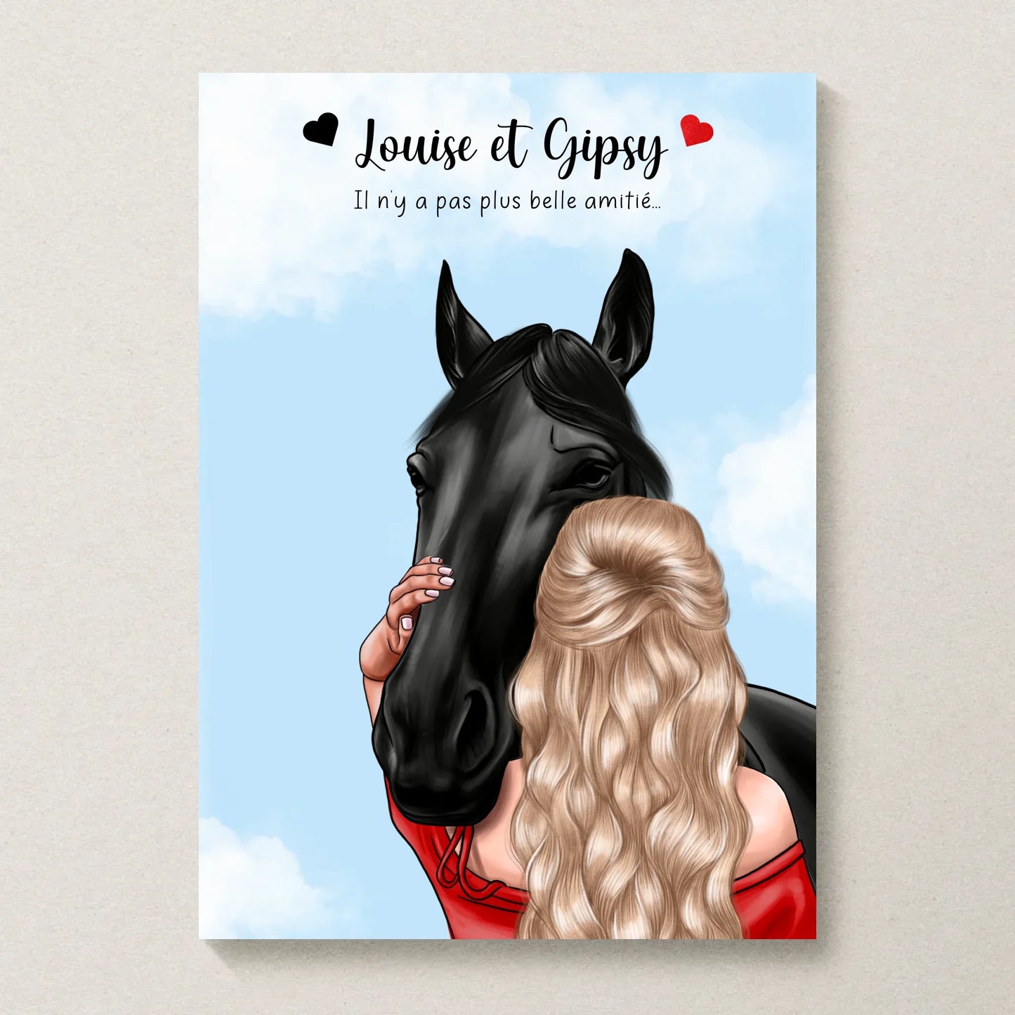 Affiche Femme & Cheval : Amitié Personnalisée - Cadeau Équitation Affiche equitation Plume Revedor