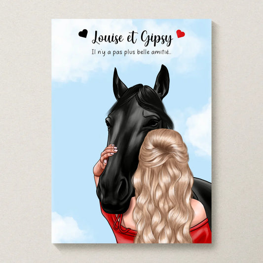 Affiche Femme & Cheval : Amitié Personnalisée - Cadeau Équitation Affiche equitation Plume Revedor