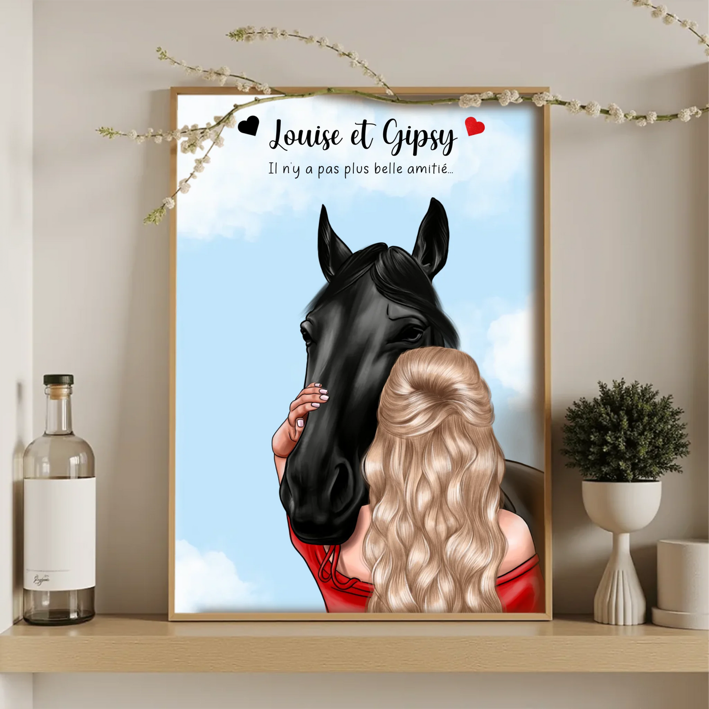 Affiche Femme & Cheval : Amitié Personnalisée - Cadeau Équitation Affiche equitation Plume Revedor