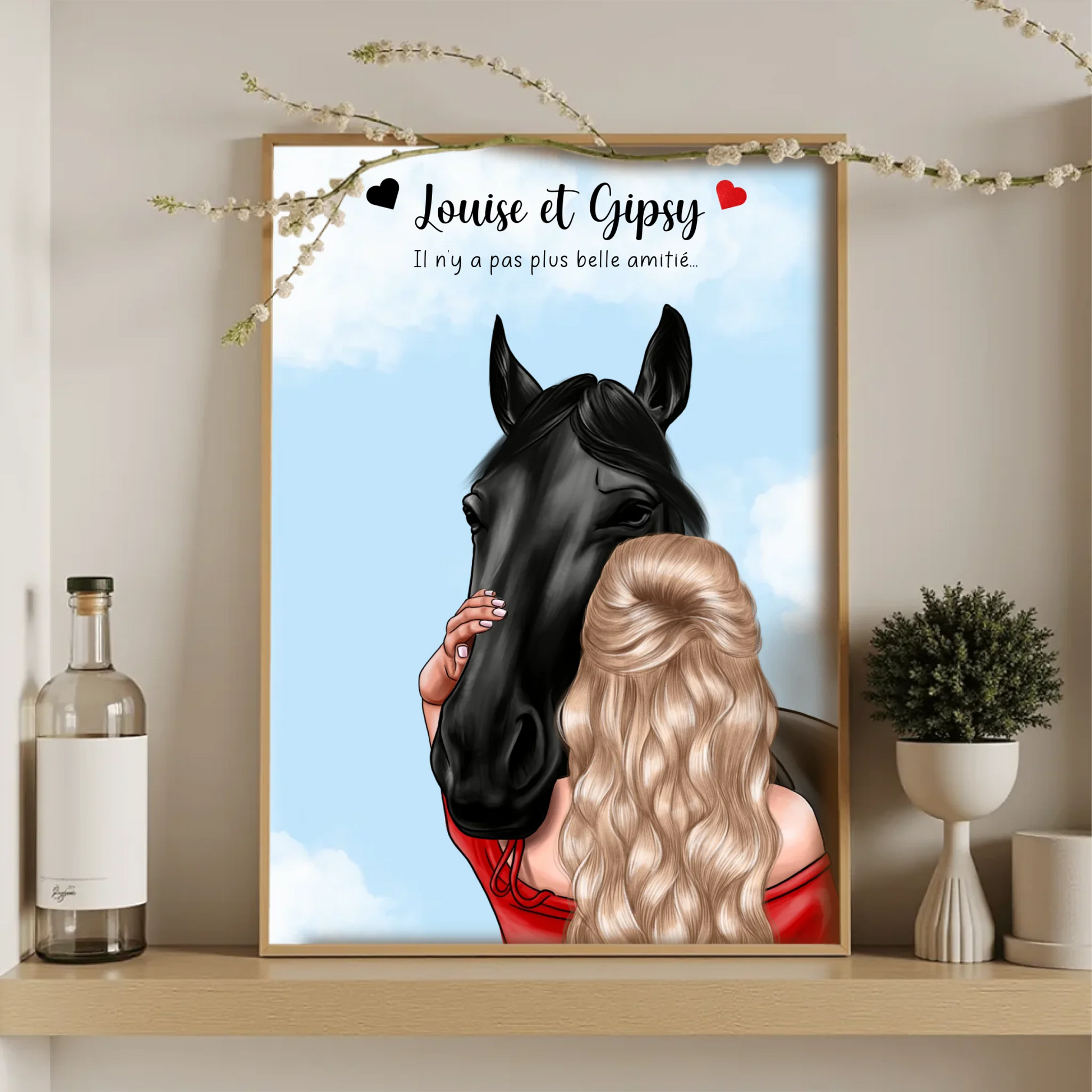 Affiche Femme & Cheval : Amitié Personnalisée - Cadeau Équitation Affiche equitation Plume Revedor