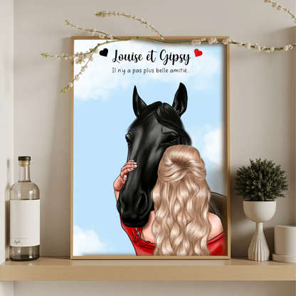 Affiche Femme & Cheval : Amitié Personnalisée - Cadeau Équitation Affiche equitation Plume Revedor