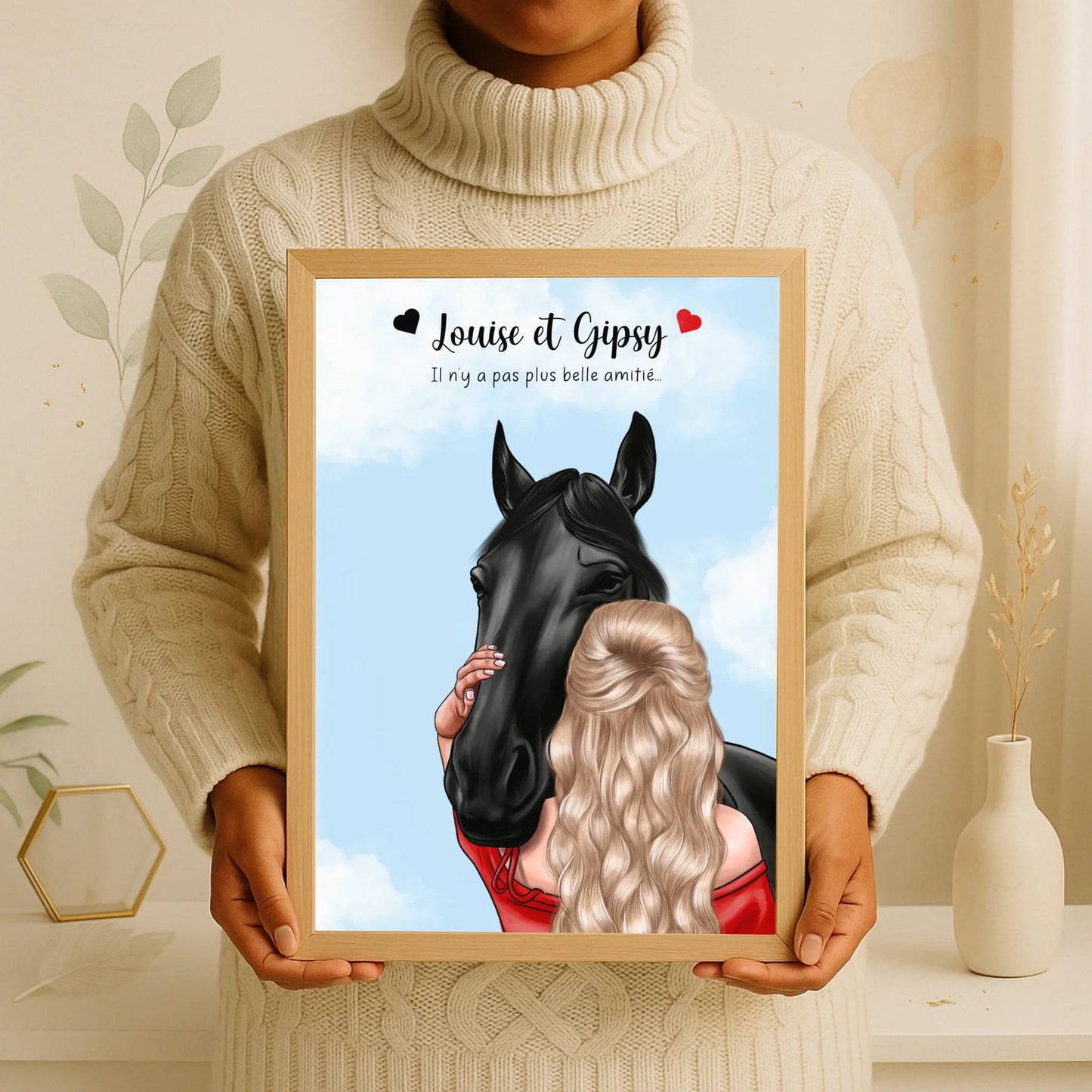 Affiche Femme & Cheval : Amitié Personnalisée - Cadeau Équitation Affiche equitation Plume Revedor