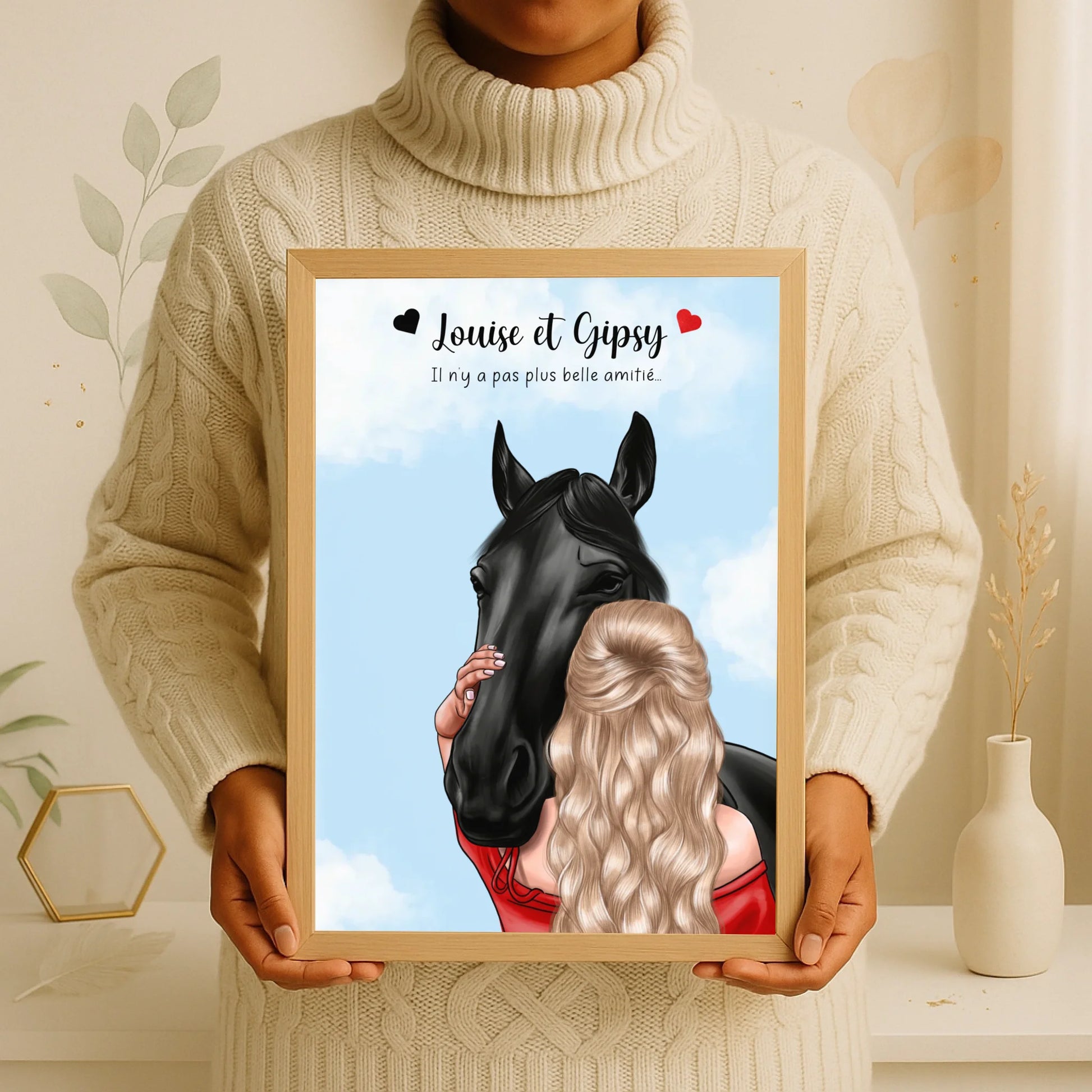 Affiche Femme & Cheval : Amitié Personnalisée - Cadeau Équitation Affiche equitation Plume Revedor