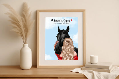 Affiche Femme & Cheval : Amitié Personnalisée - Cadeau Équitation Affiche equitation Plume Revedor