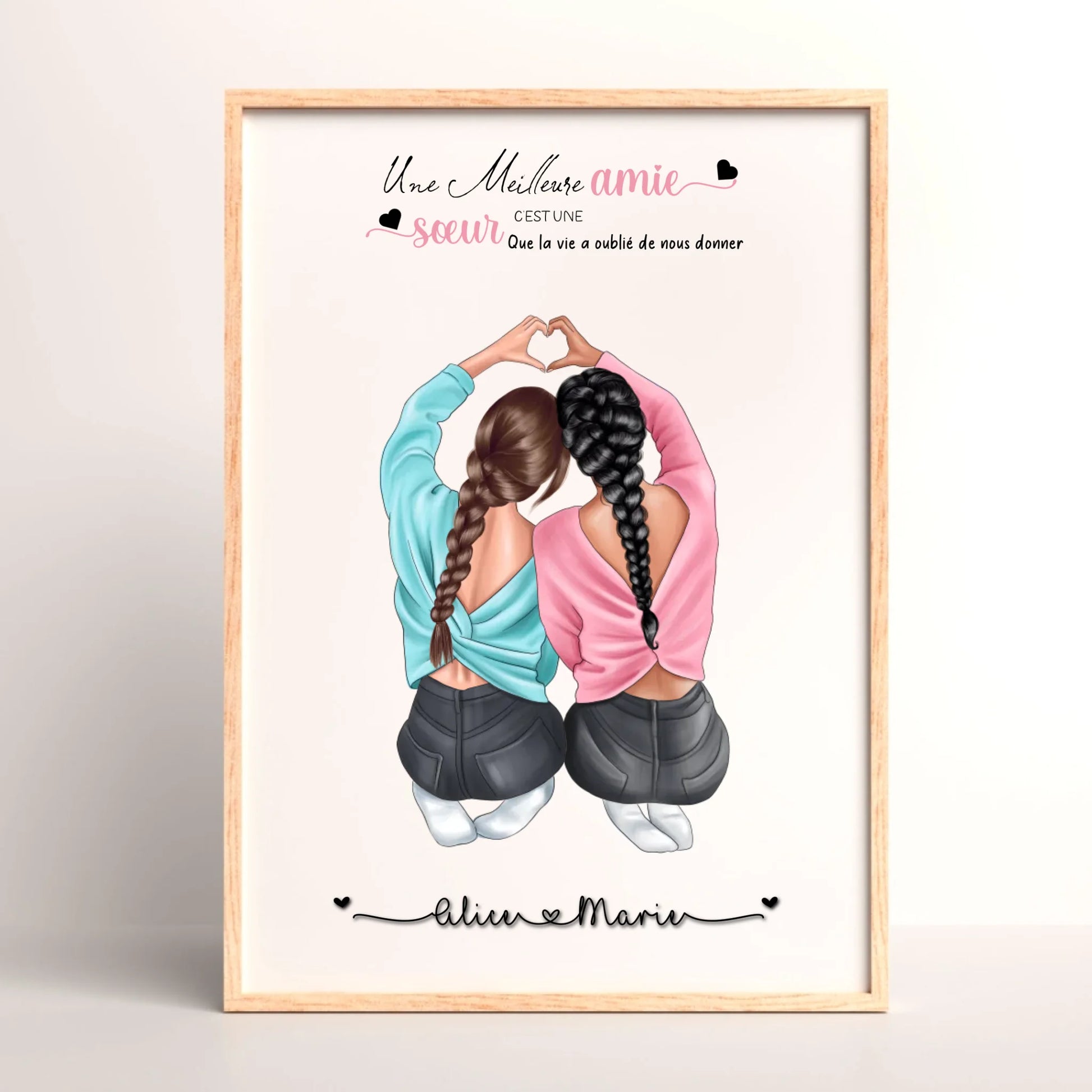 Affiche Meilleure Amie personnalisée cœur Affiche Meilleure Amie Plume Revedor