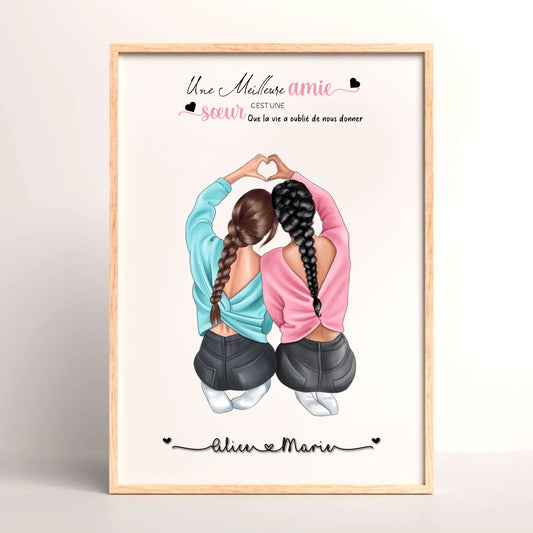 Affiche Meilleure Amie personnalisée cœur