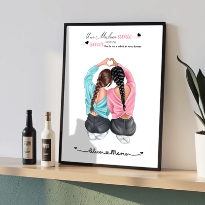 Affiche Meilleure Amie personnalisée cœur Affiche Meilleure Amie Plume Revedor