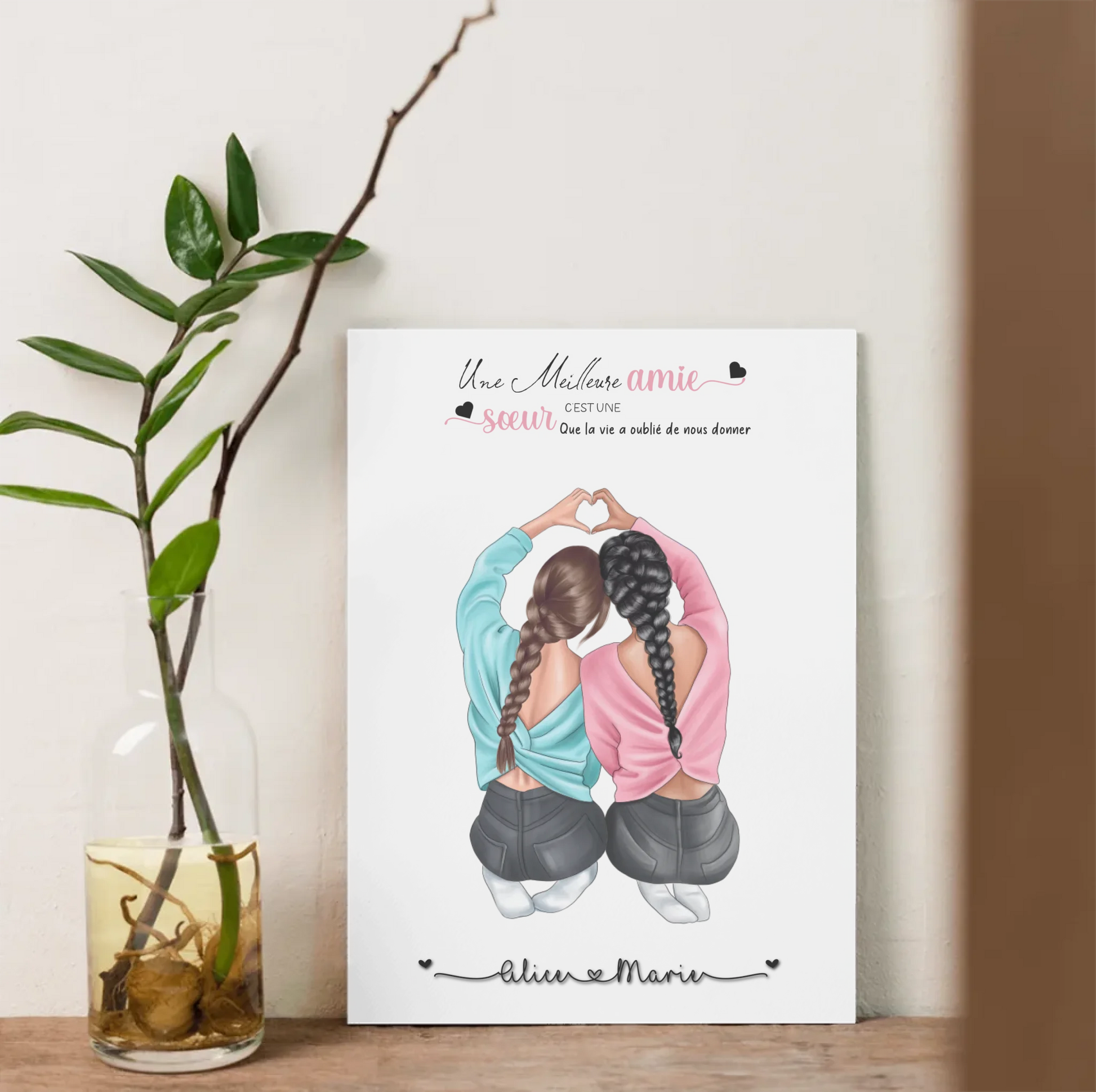 Affiche Meilleure Amie personnalisée cœur Affiche Meilleure Amie Plume Revedor